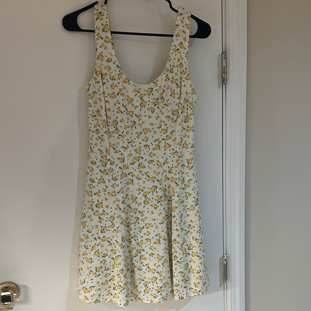 Floral White and Yellow Women's Dress
